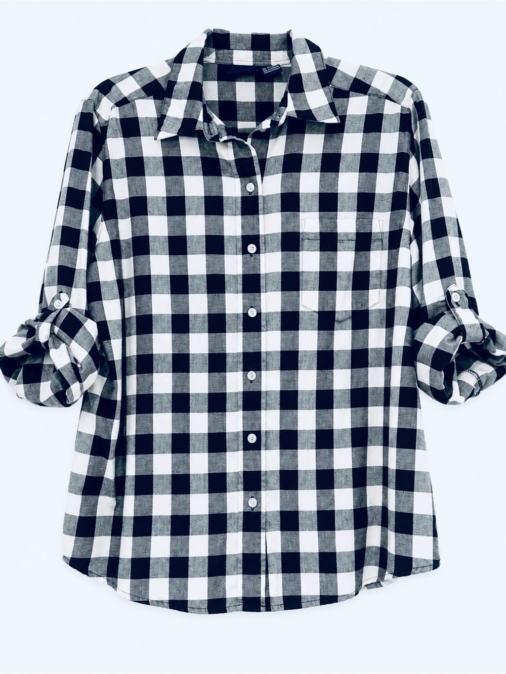 Classic Black & White Plaid Woman’s Button-Down Shirt Size 14 🖤🤍🖤